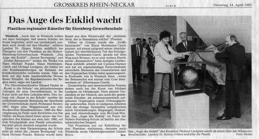 RNZ 14 April 1992 Das Auge des Euklid wacht